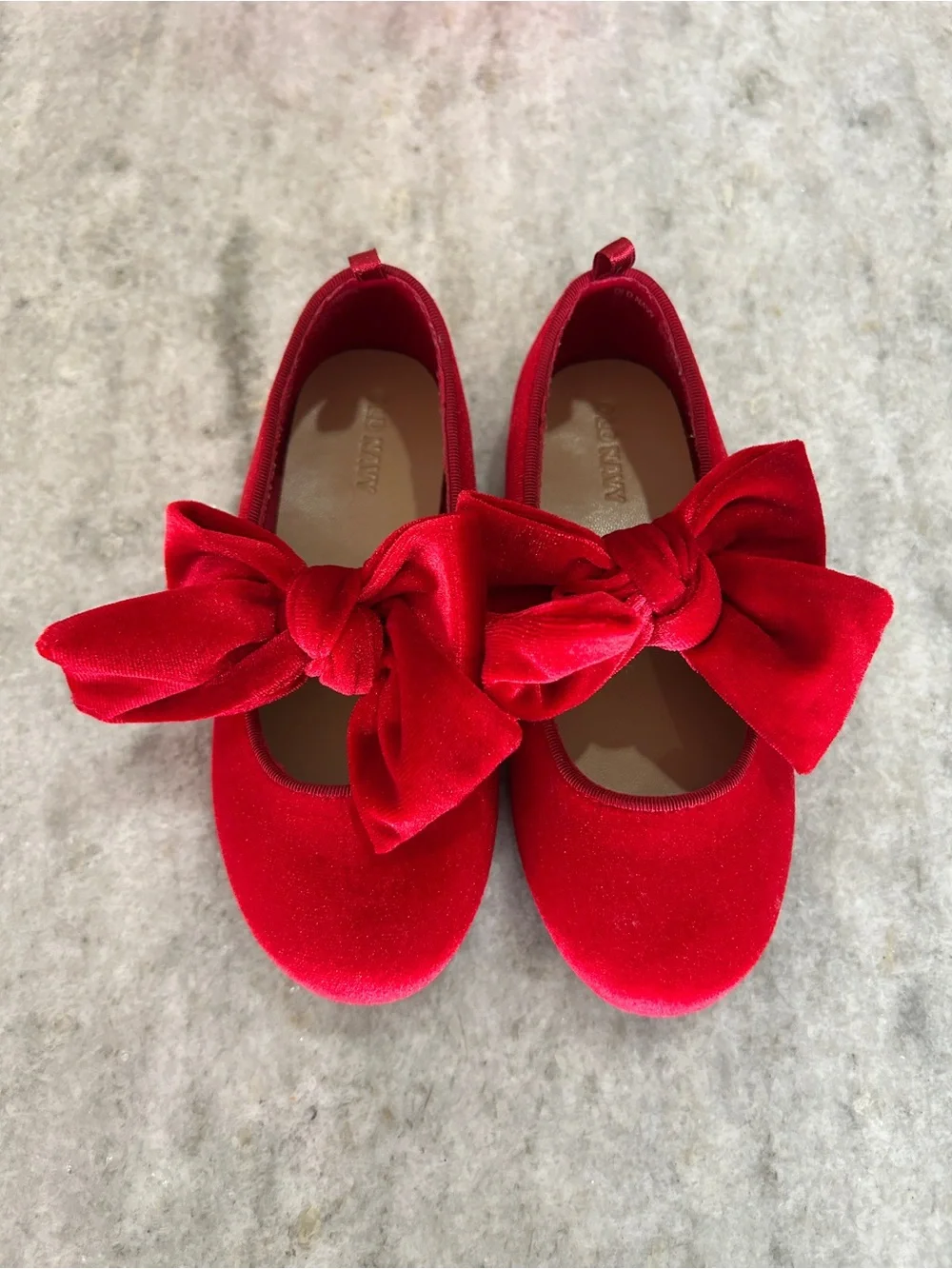 Old Navy Girls Velvet Bow Ballet Flats - Red Size 10